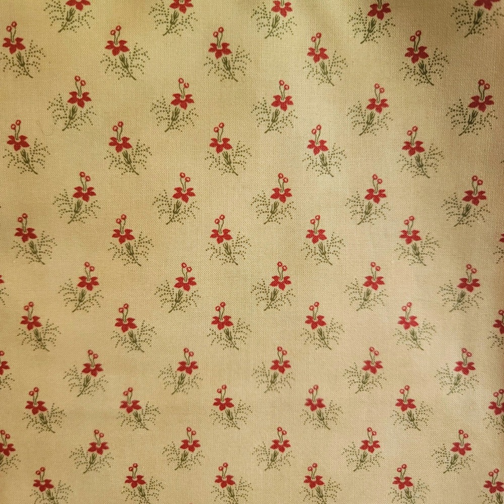 1-1/8yd Moda Fabrics Poinsettia Plaza by 3 Sisters Tan/Red Floral Fabric 44297